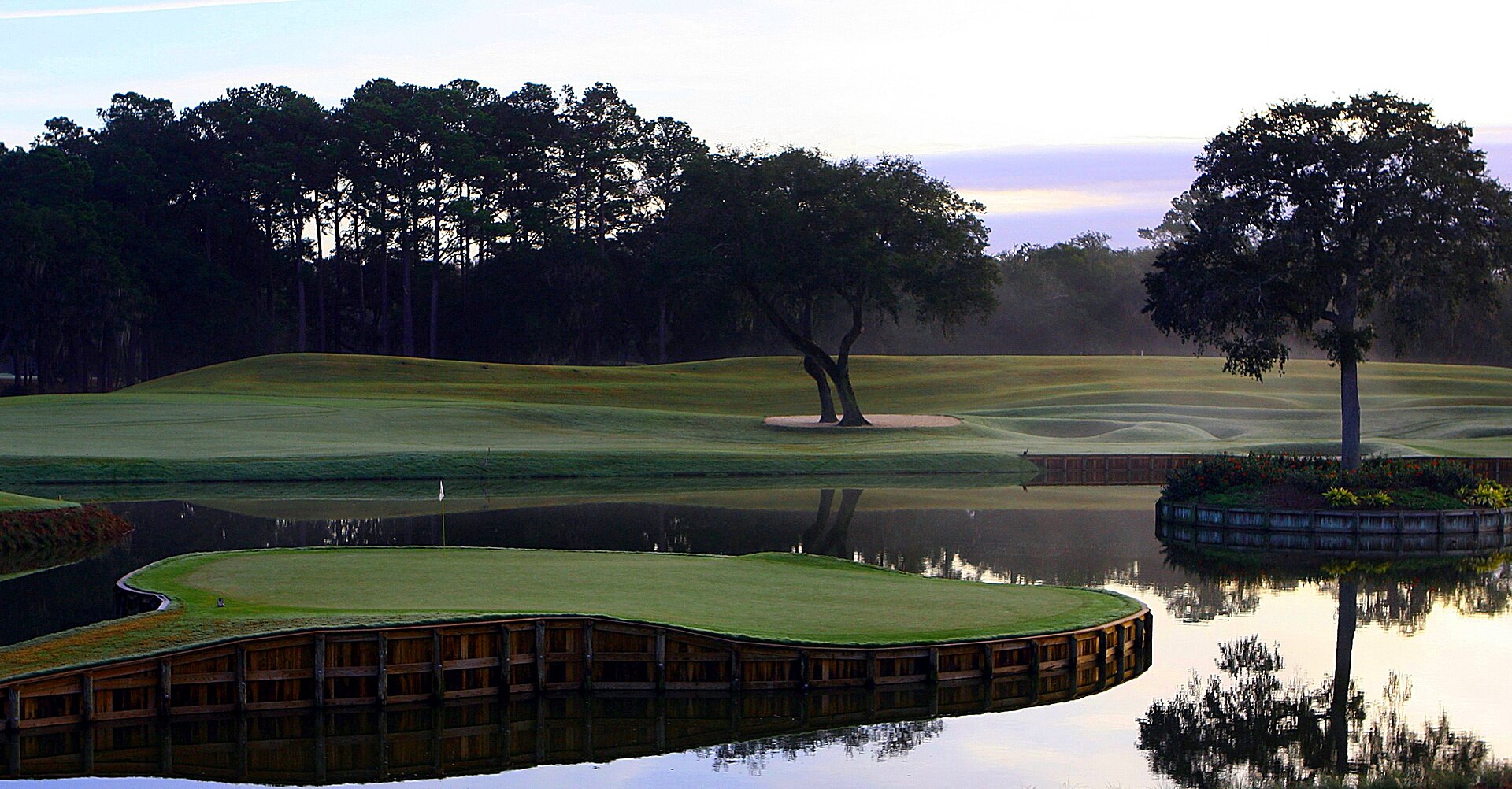The island green at the 17th hole of TPC Sawgrass, Florida.